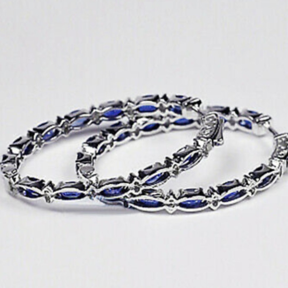 New Sterling silver diamond hoop earrings - Picture 2 of 3